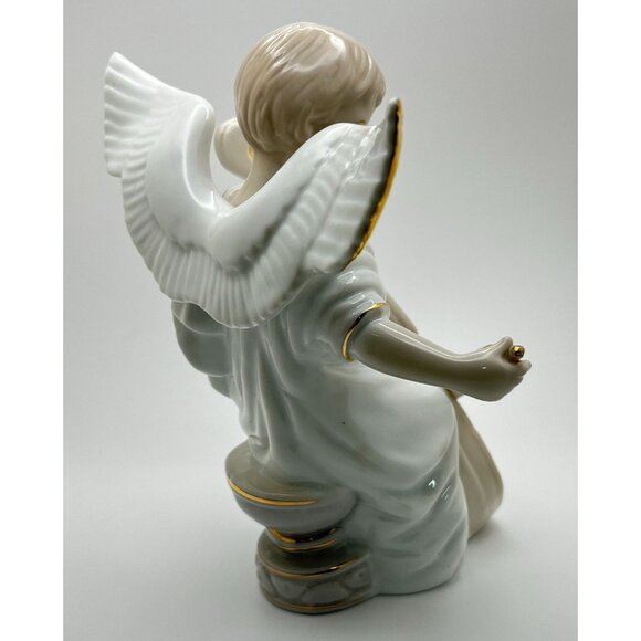 Vintage Porcelain Angel Figurine Playing Cello with Gold Trim Music Musician - Picture 4 of 9